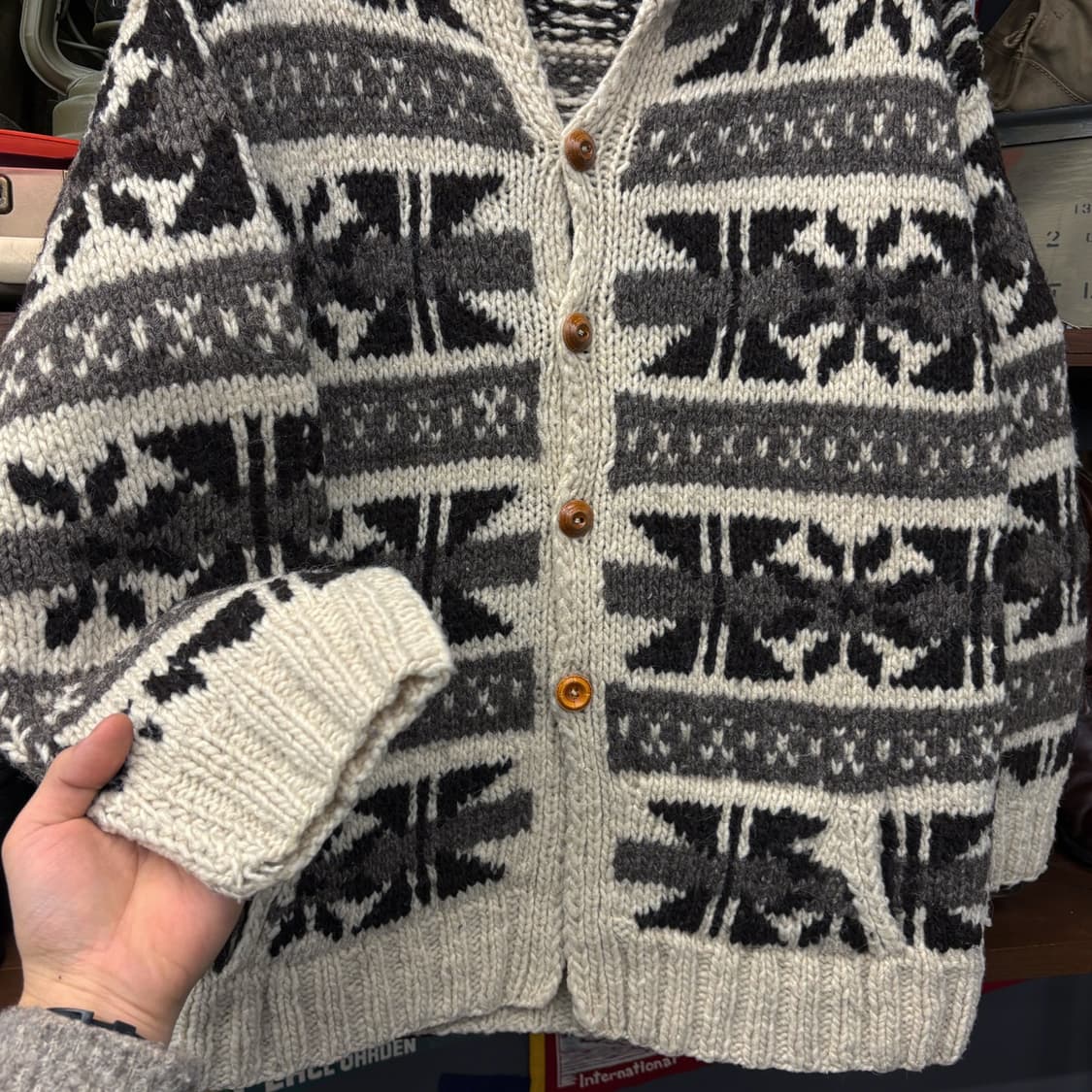빈티지 USA 핸드메이드 노르딕패턴 코위찬 울가디건 N522 상품이미지4