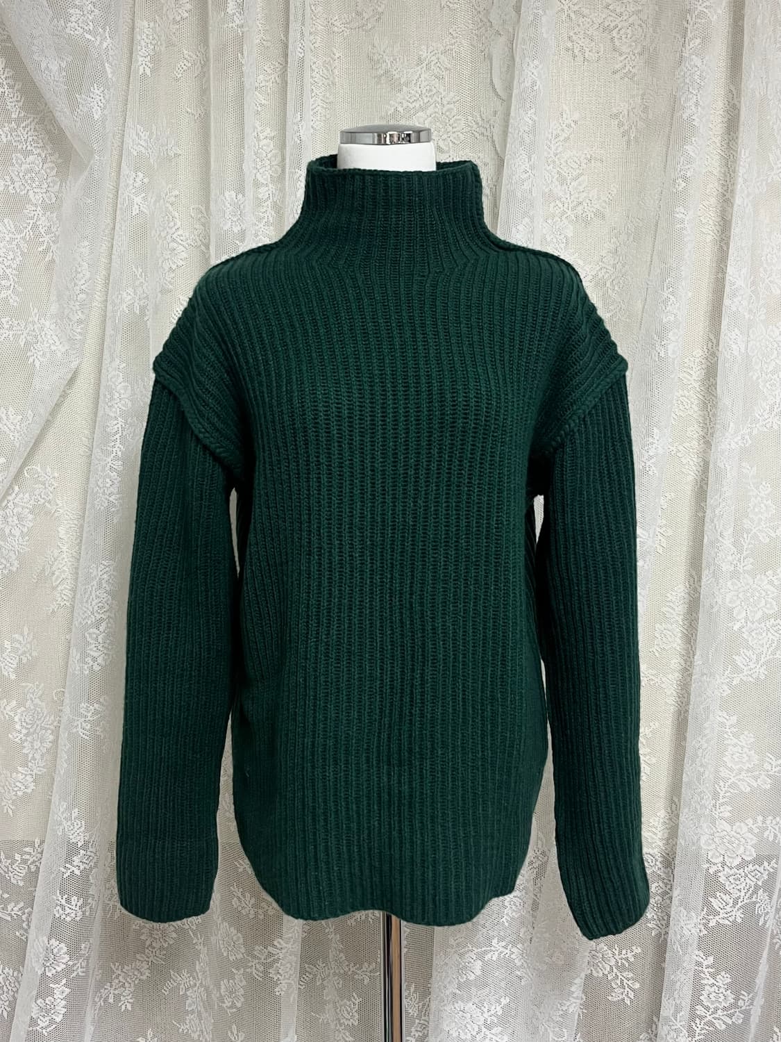 S) 토리버치 캐시미어 블렌드 폴라 니트 그린 상품이미지1