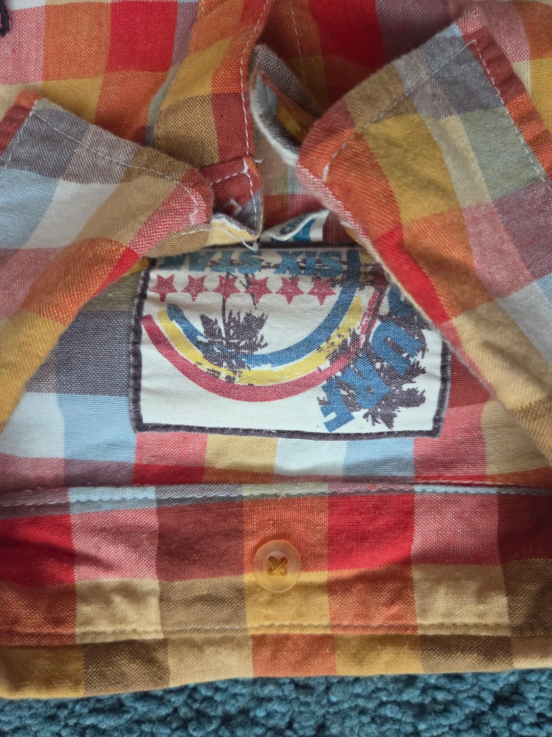 Love and Surf Star Orange Check Shirt표기m 상품이미지3