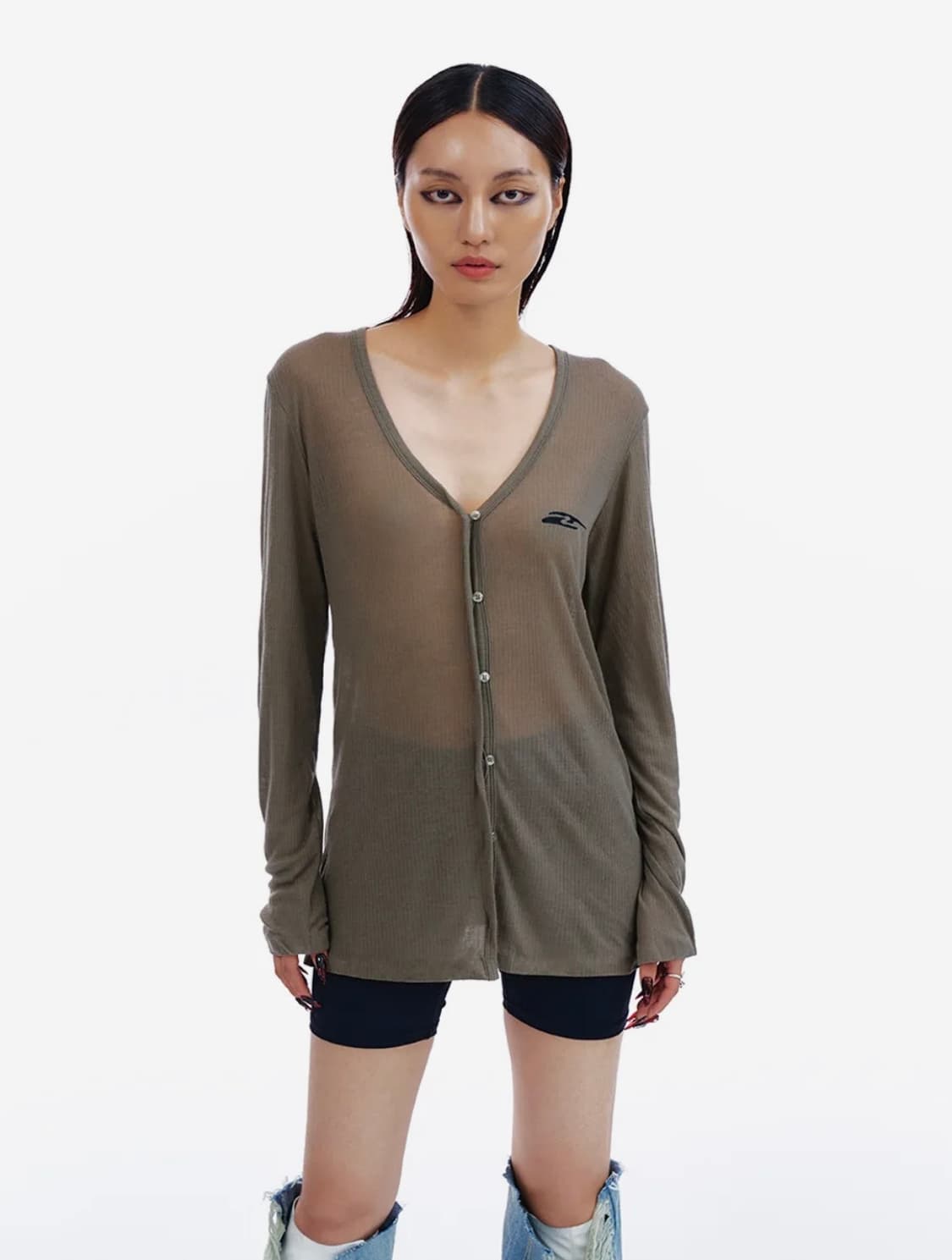 DRAPE LONG CARDIGAN KHAKI 상품이미지1