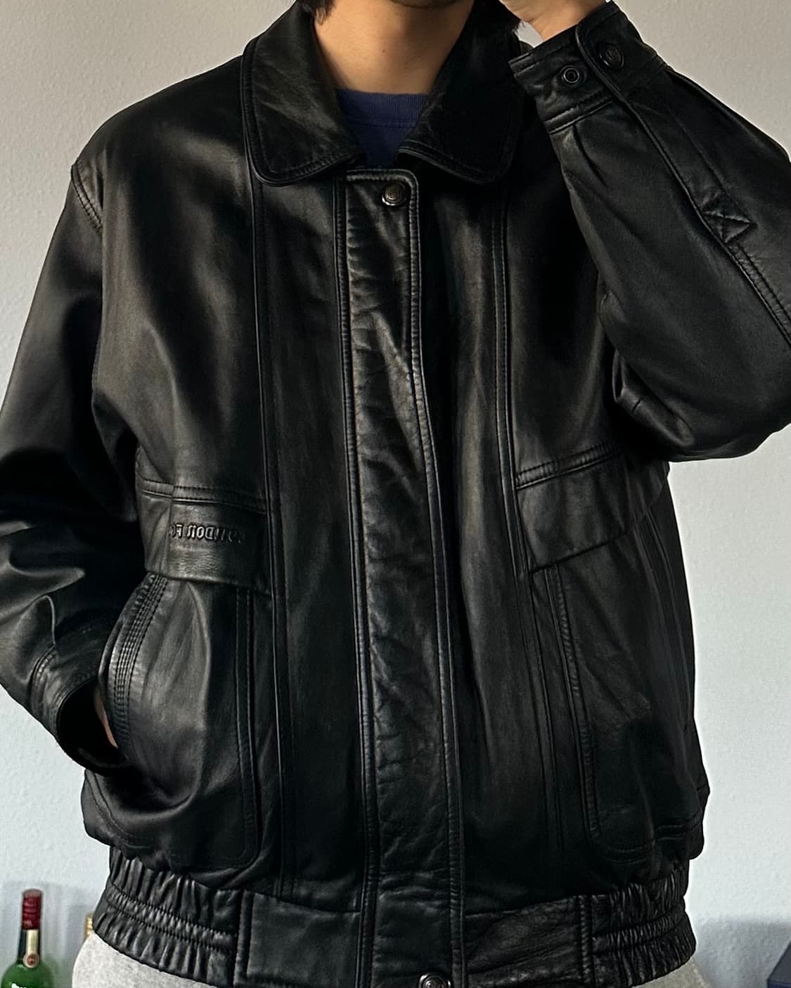 [M]런던포그 90s 양가죽 레더 봄버 자켓 상품이미지2