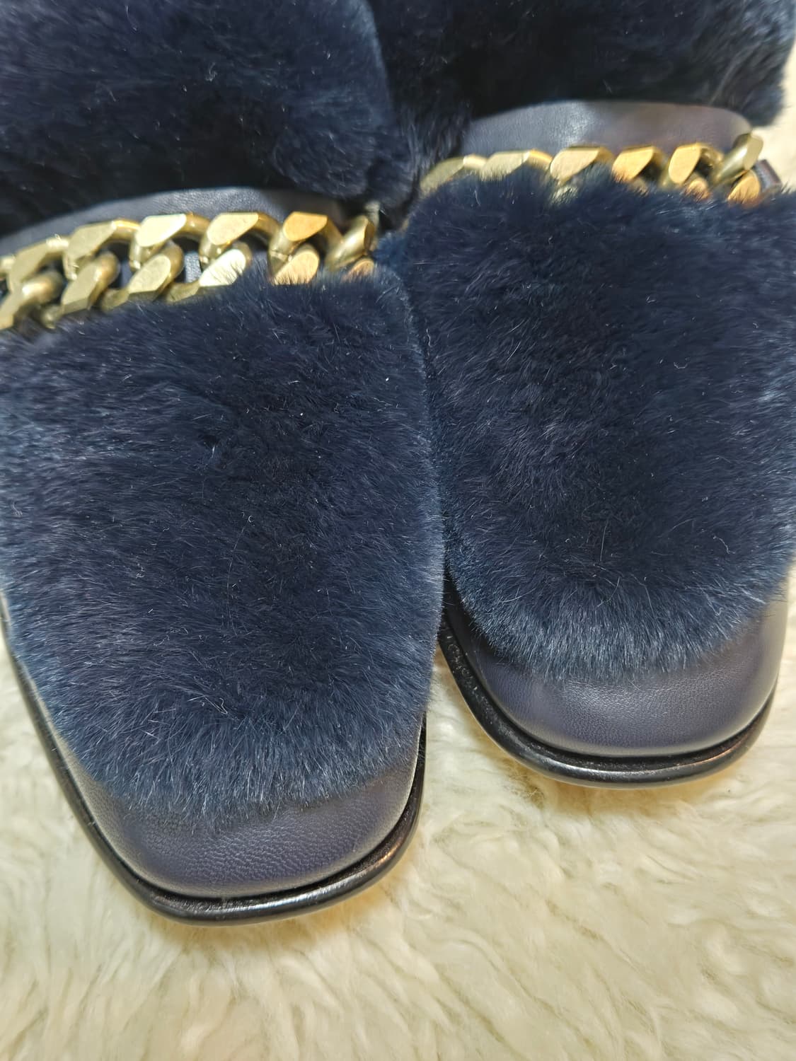 BOYY 퍼 체인 로퍼 네이비 36 천연가죽 퍼로퍼 새제품 상품이미지8