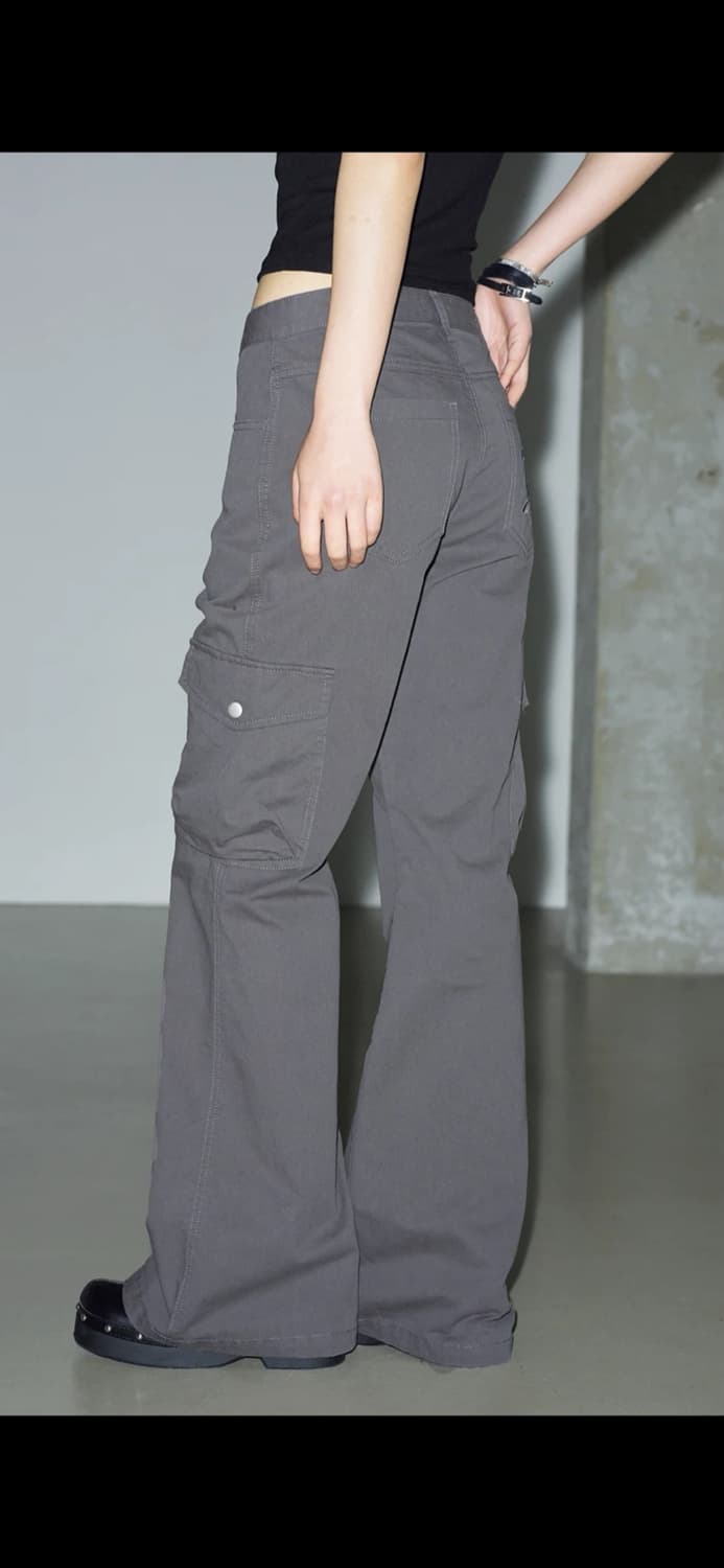 [S] 헬레네파리스 피그먼트 부츠컷 카고 팬츠 스모크그레이 상품이미지3