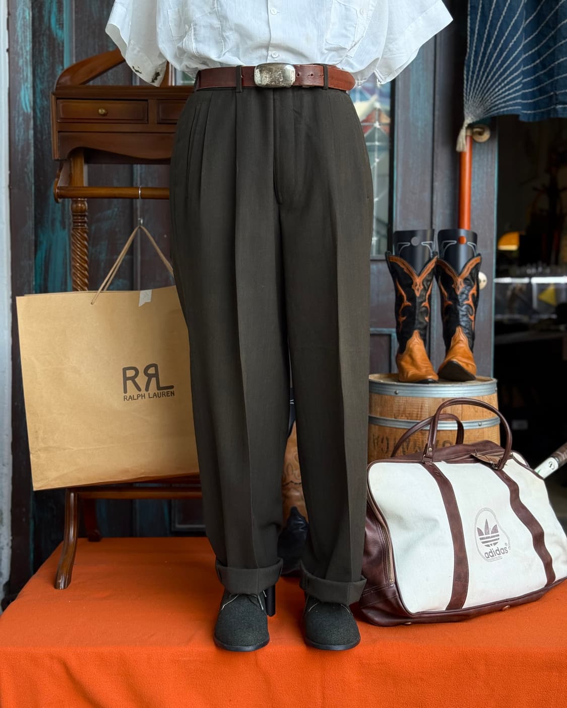 90-00‘s Le Collezioni 스트럭쳐 울 투턱 트라우저 36 상품이미지8