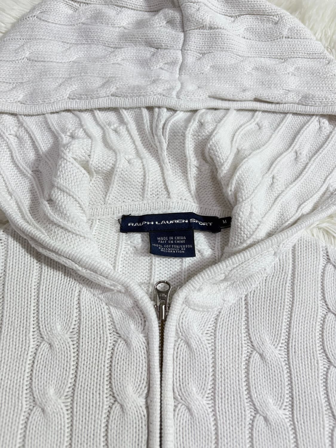 폴로 랄프로렌 화이트 포니 꽈배기 니트 후드집업  상품이미지5
