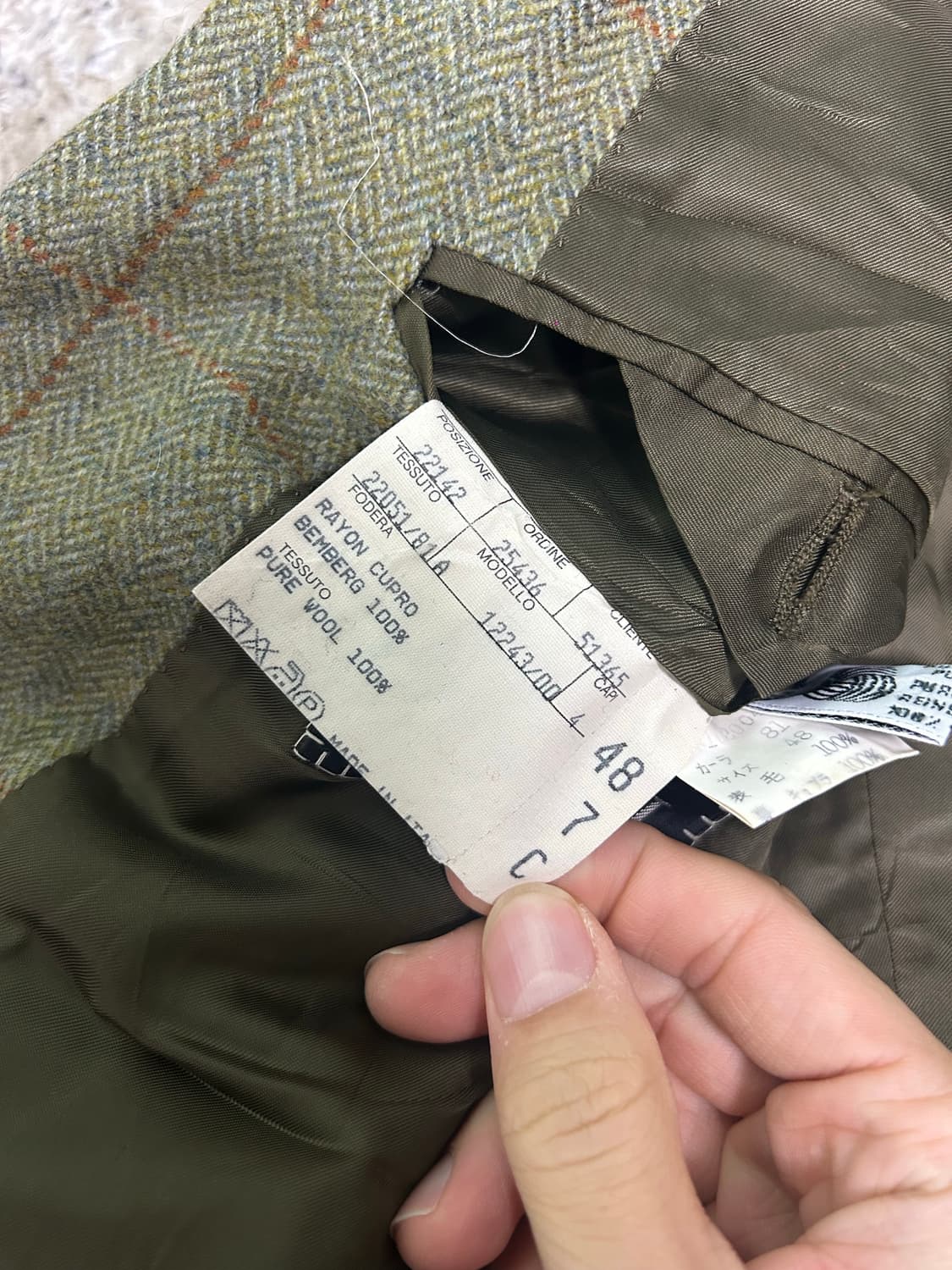 이태리제 카날리 체크 블레이저 사이즈 100~105 상품이미지5