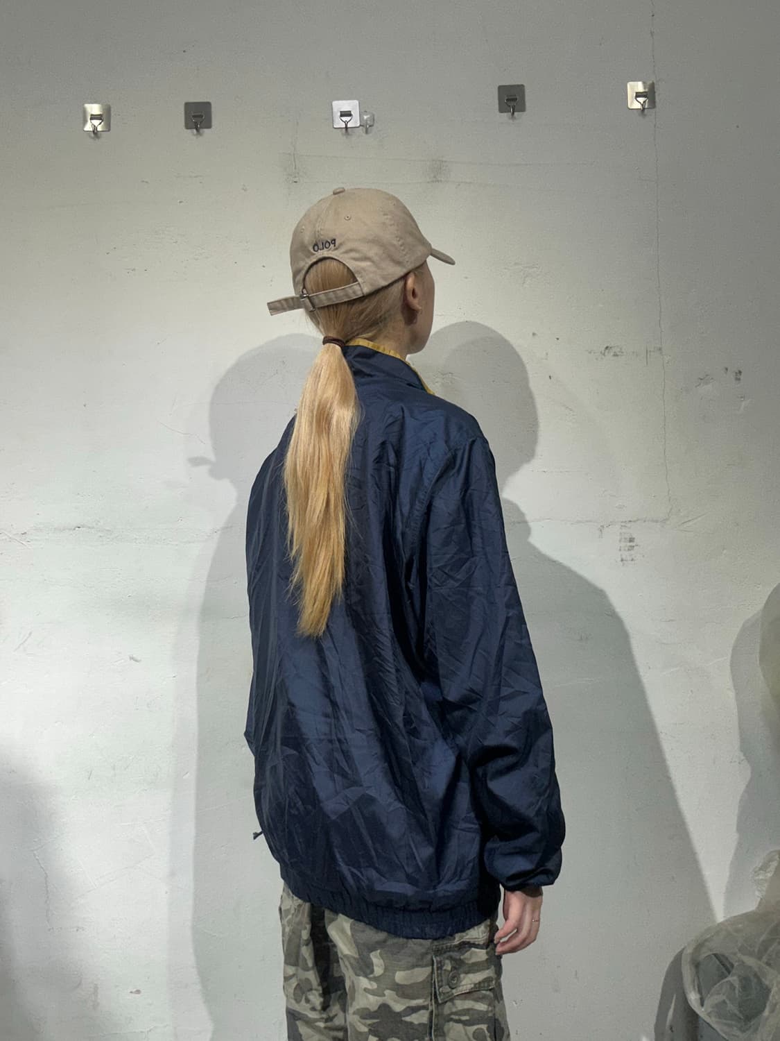 아디다스 네이비 옐로우 삼선 오버핏 바람막이 자켓 M 상품이미지3
