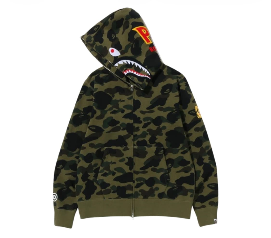 Bape 샤크 풀 집 후드 그린 - m사이즈 상품이미지2