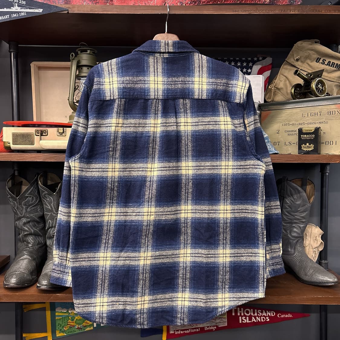 필드앤스트림 헤비 플란넬 블루 옴브레 타탄체크 워크셔츠 N878 상품이미지2