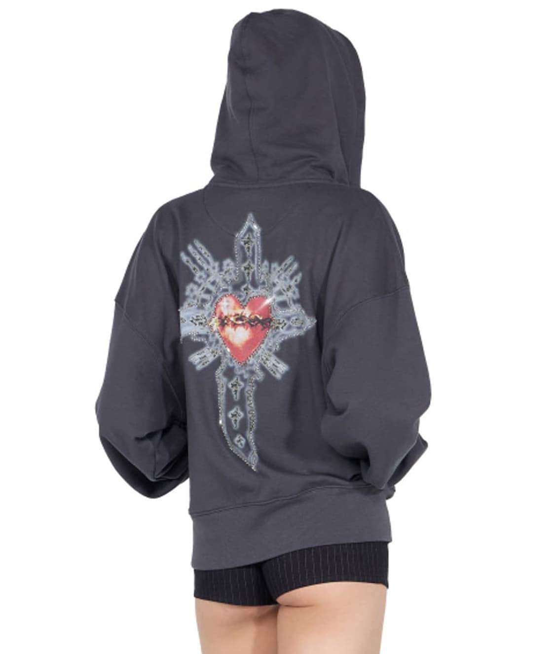 [L] Beaded Saint Hoodie Zip-Up Charcoal 상품이미지1