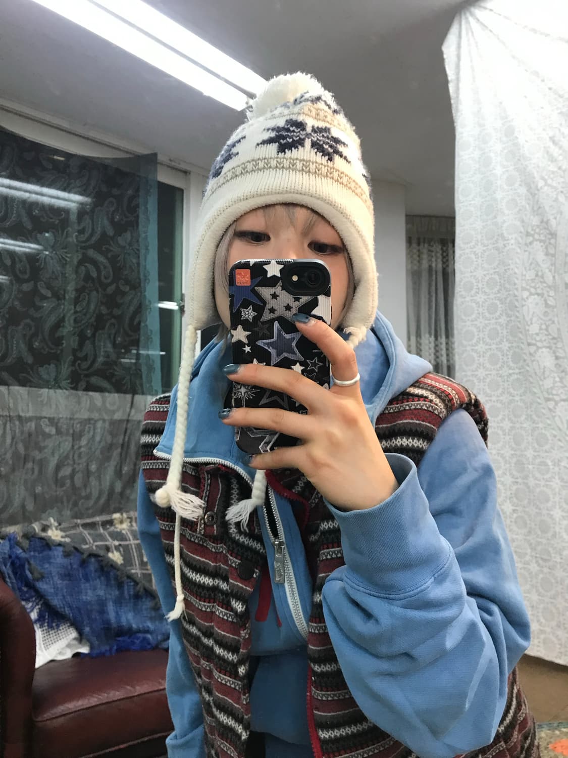 빈티지 에스닉 방울 니트비니  상품이미지2