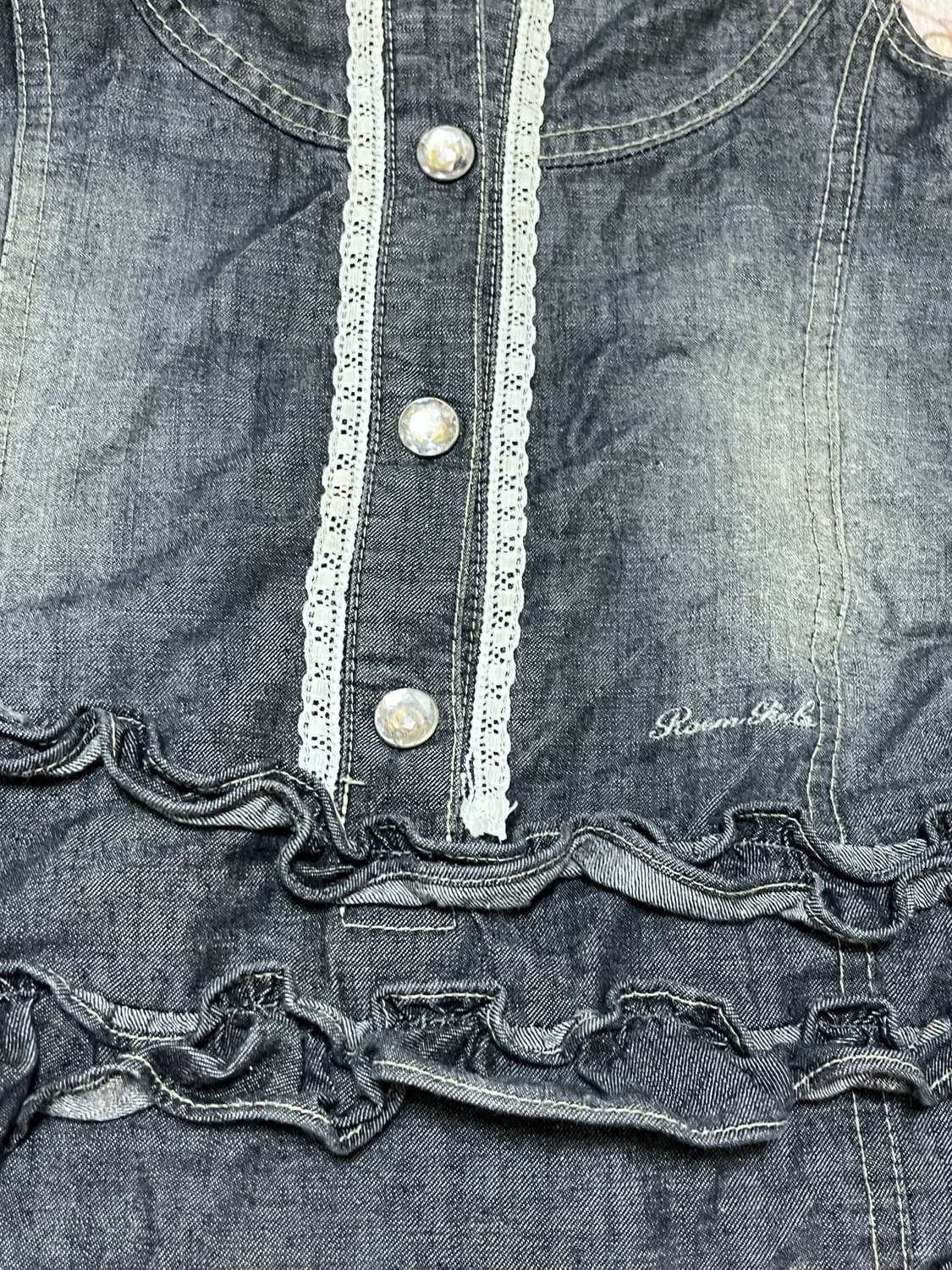 갸루 데님 미니 슬리브리스  상품이미지2