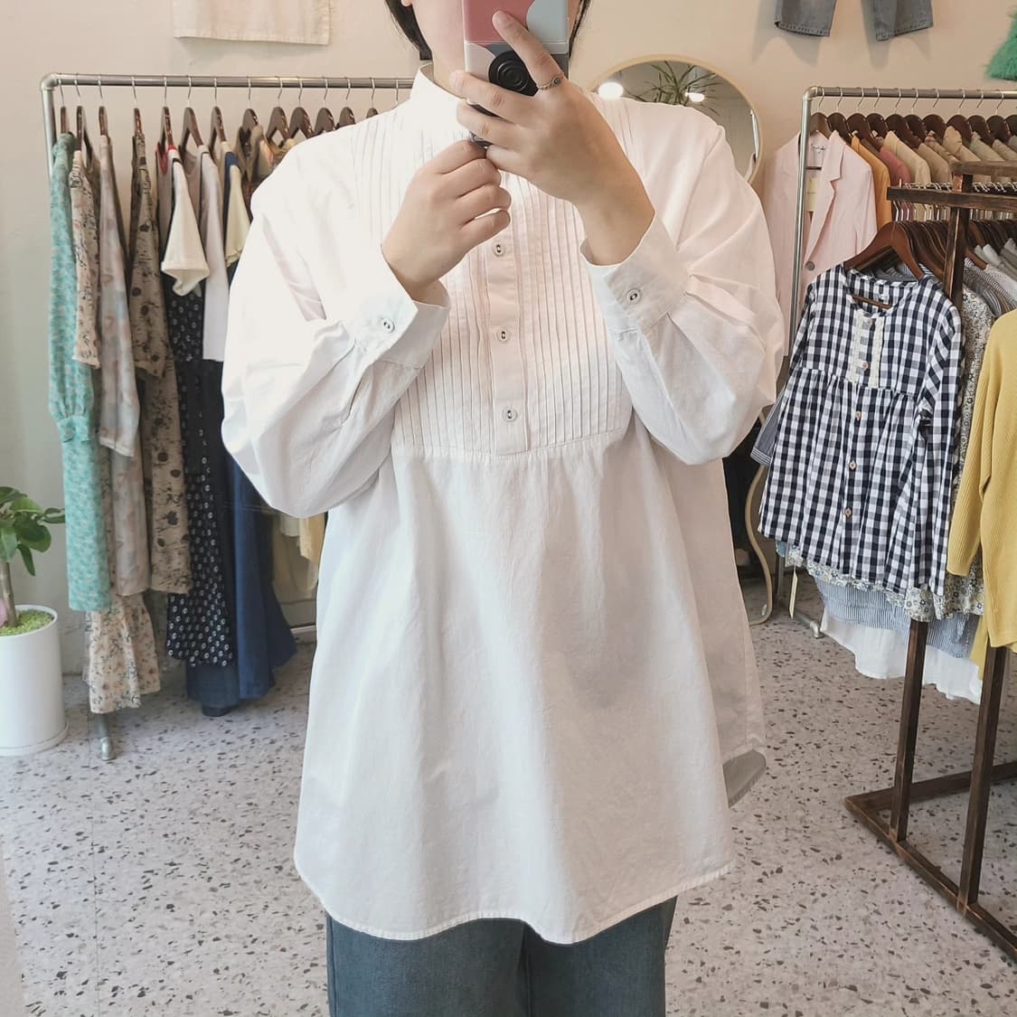 Apres jour mignon 핀턱 화이트 셔츠 상품이미지10