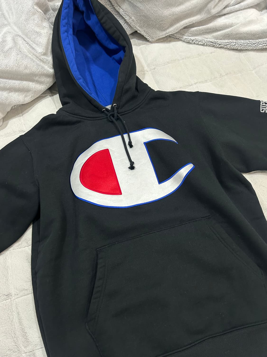챔피온x슈프림 사틴로고 후드 17ss 상품이미지1