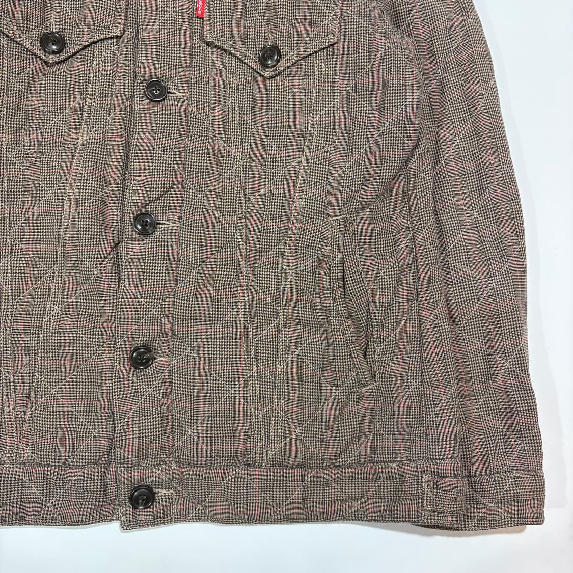 리바이스 브라운 체크 퀼팅 자켓 상품이미지2