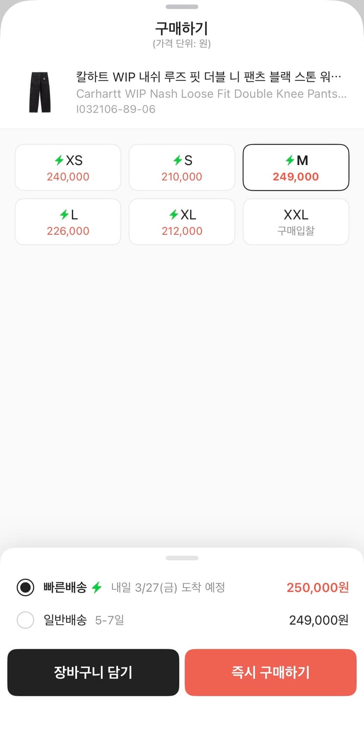 칼하트 wip 내쉬 더블니 팬츠 (m) 상품이미지2