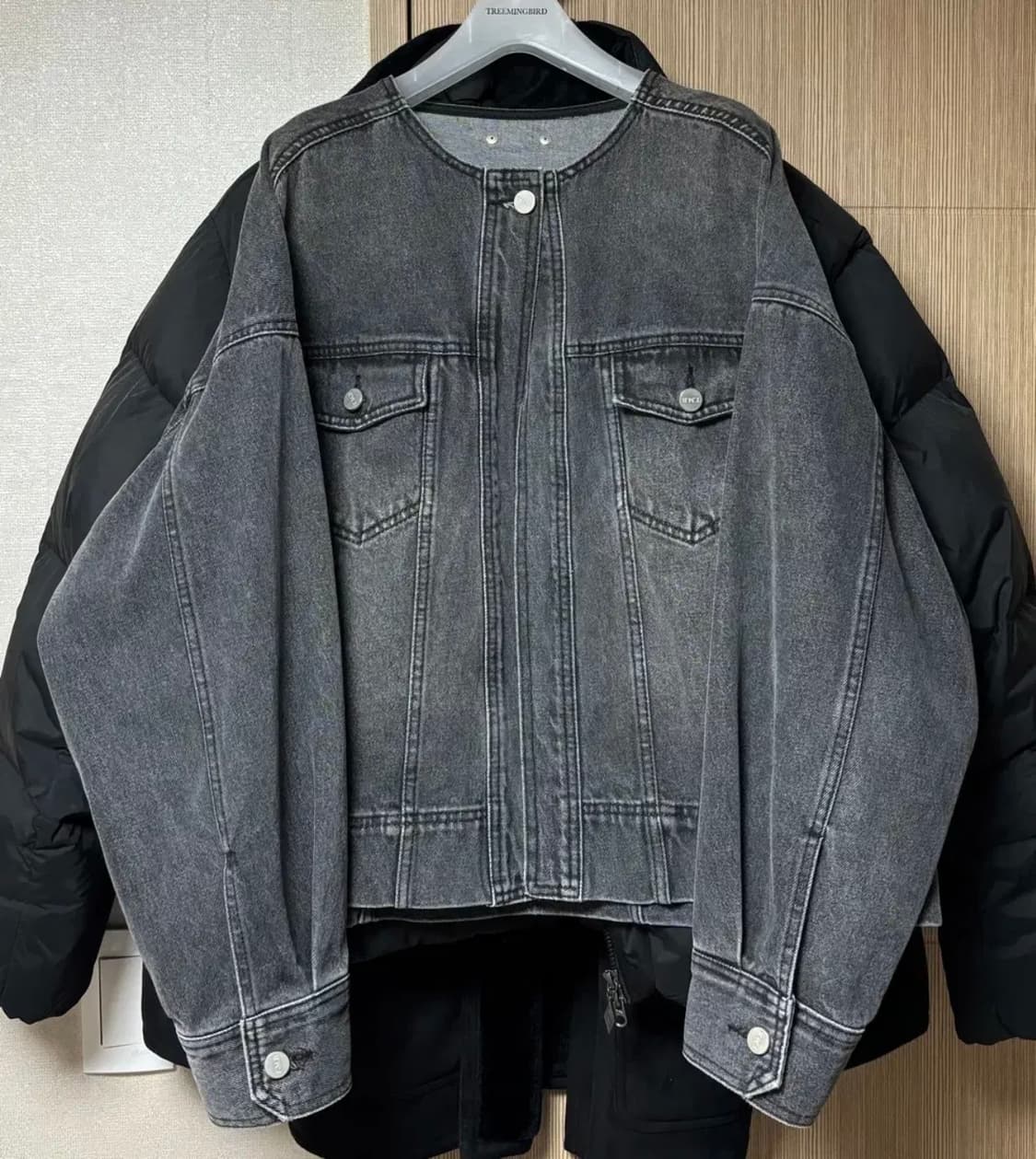 트리밍버드 원 버튼 데님 셋업 구버전 상품이미지1