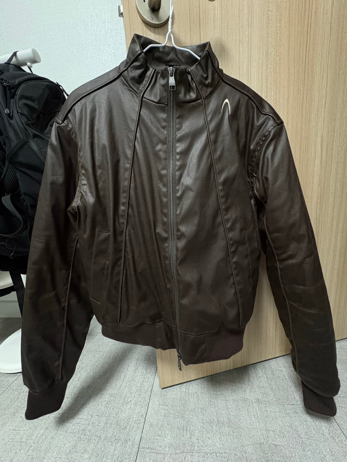 Piping Leather Blouson (Brown) 상품이미지5