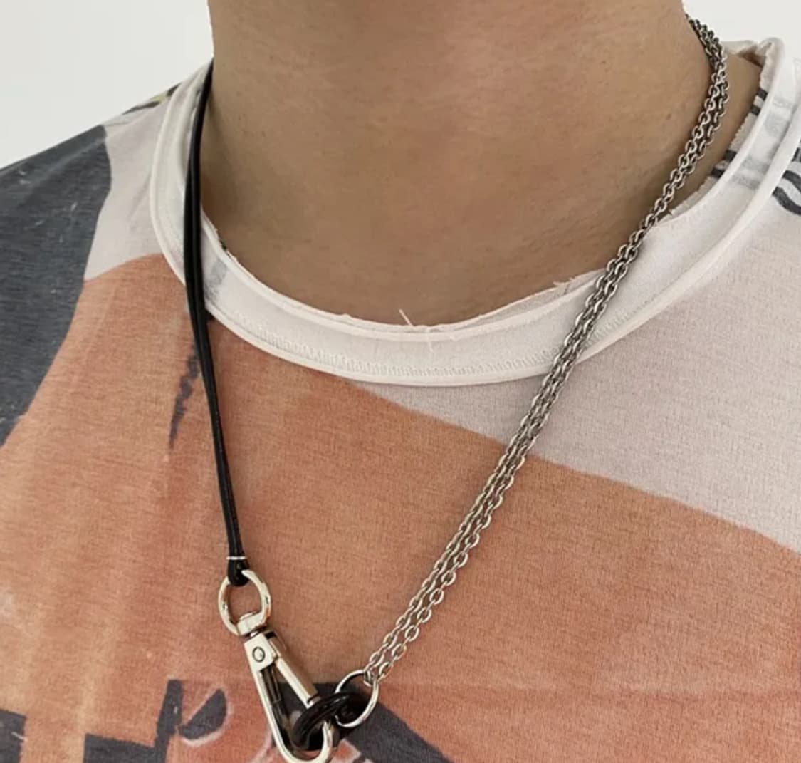 체인&가죽 half necklace  상품이미지3