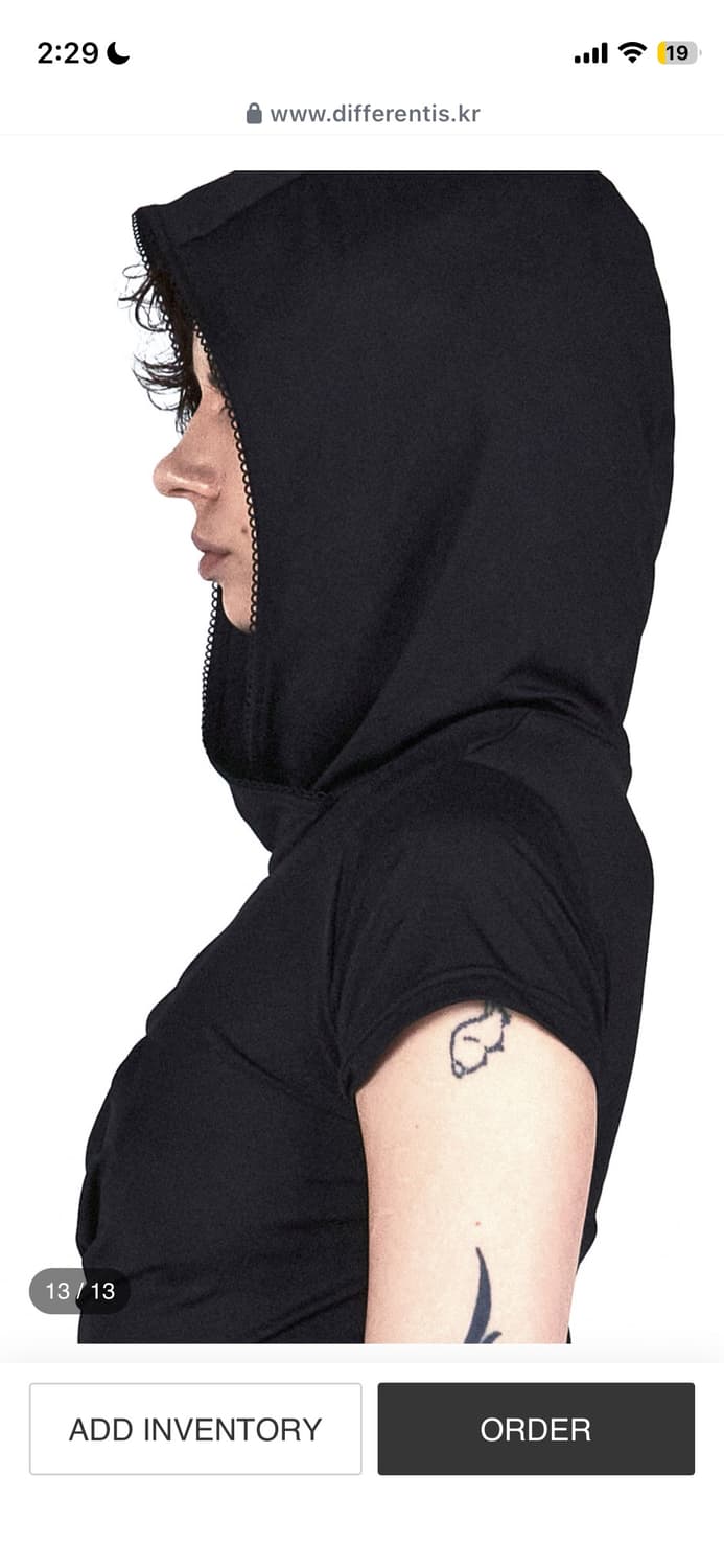 디퍼런티스 드레이프 후드 반팔 블랙  상품이미지4
