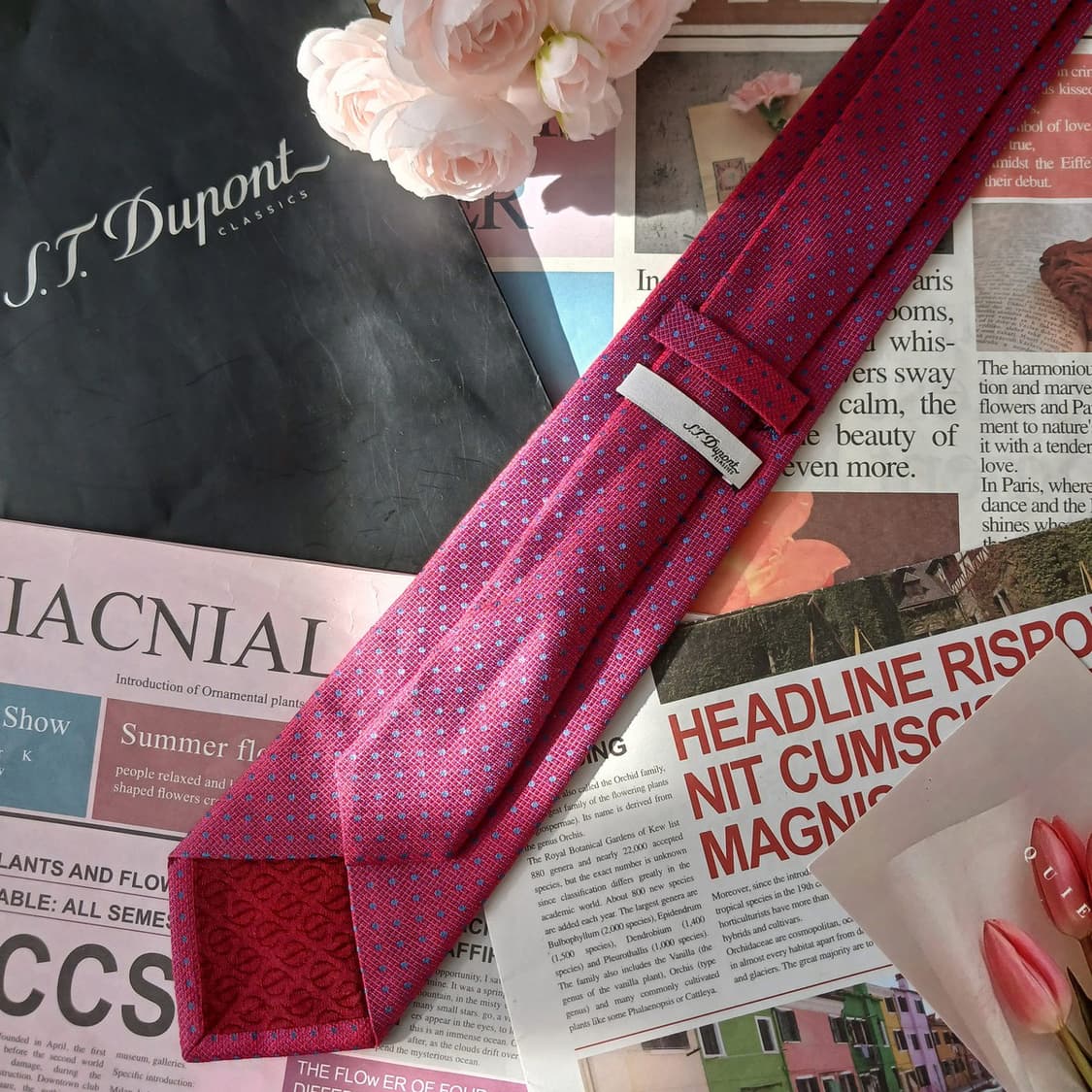 듀퐁 실크 레드 도트 넥타이 8cm A+등급 A19680
 상품이미지4