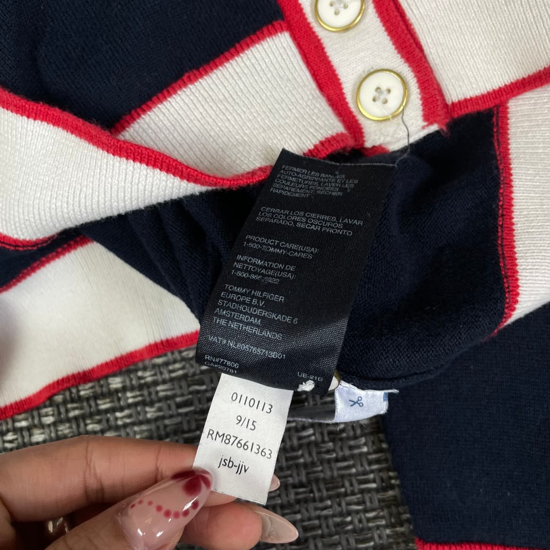 타미힐피거 네이비 레드 포인트 라운드 니트 가디건 S 상품이미지7