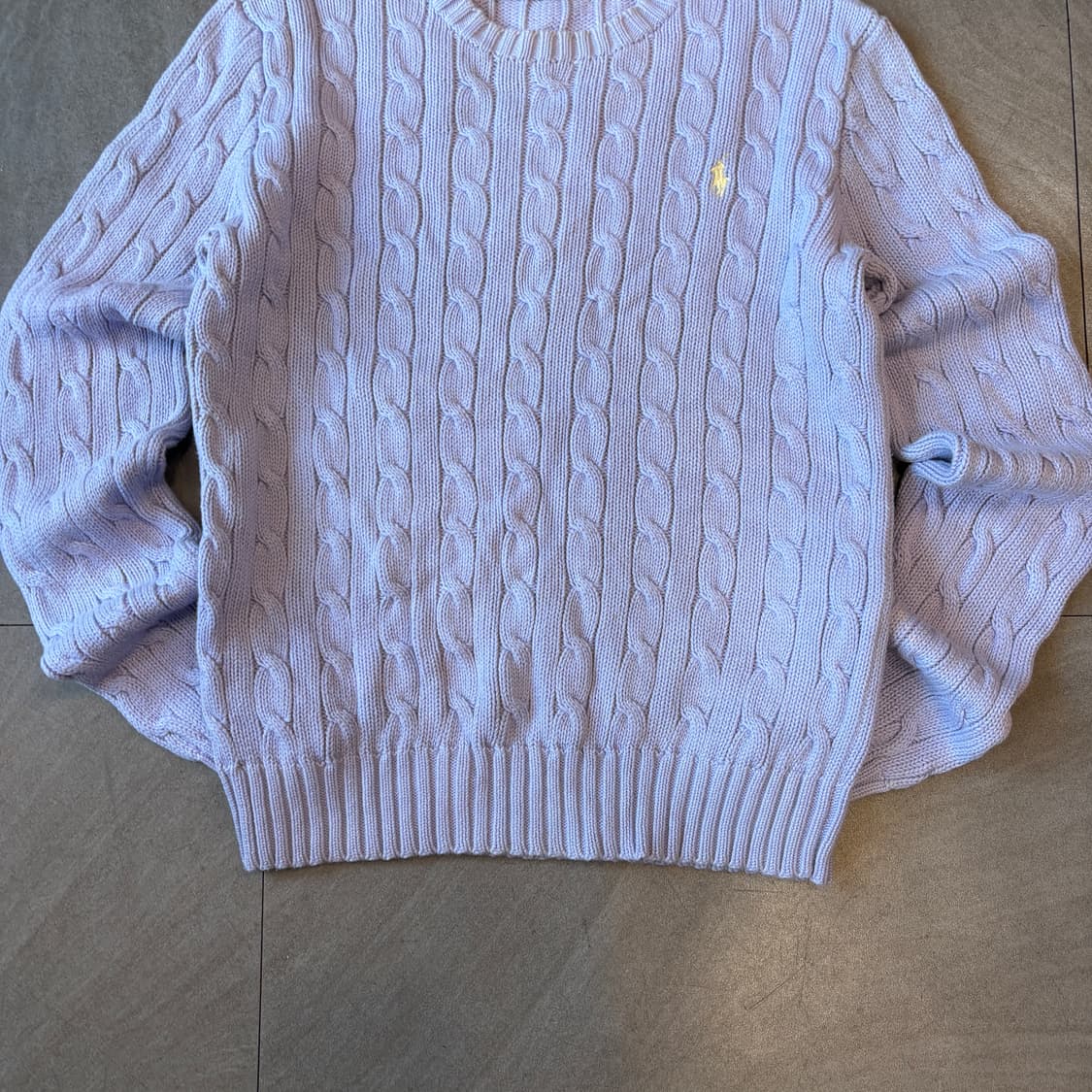 폴로 정품 라이트 퍼플 코튼 꽈배기 니트  상품이미지4