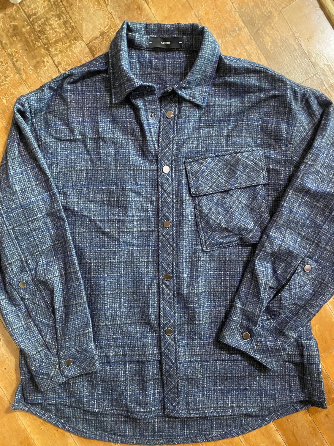 ILCORSO 알파카 블루 체크 셔츠 105 상품이미지1