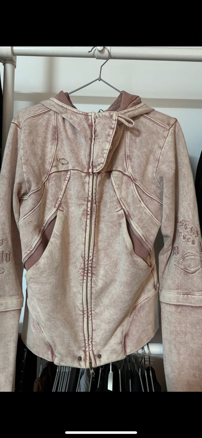 미스치프 컷 오프 후드 워시드 핑크 브라운 상품이미지2