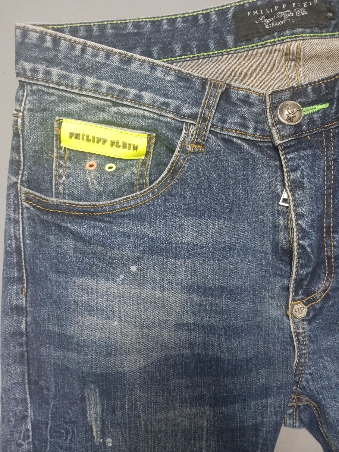 [32] 필립플레인 데미지 형광 스트레이트진 청바지 상품이미지2