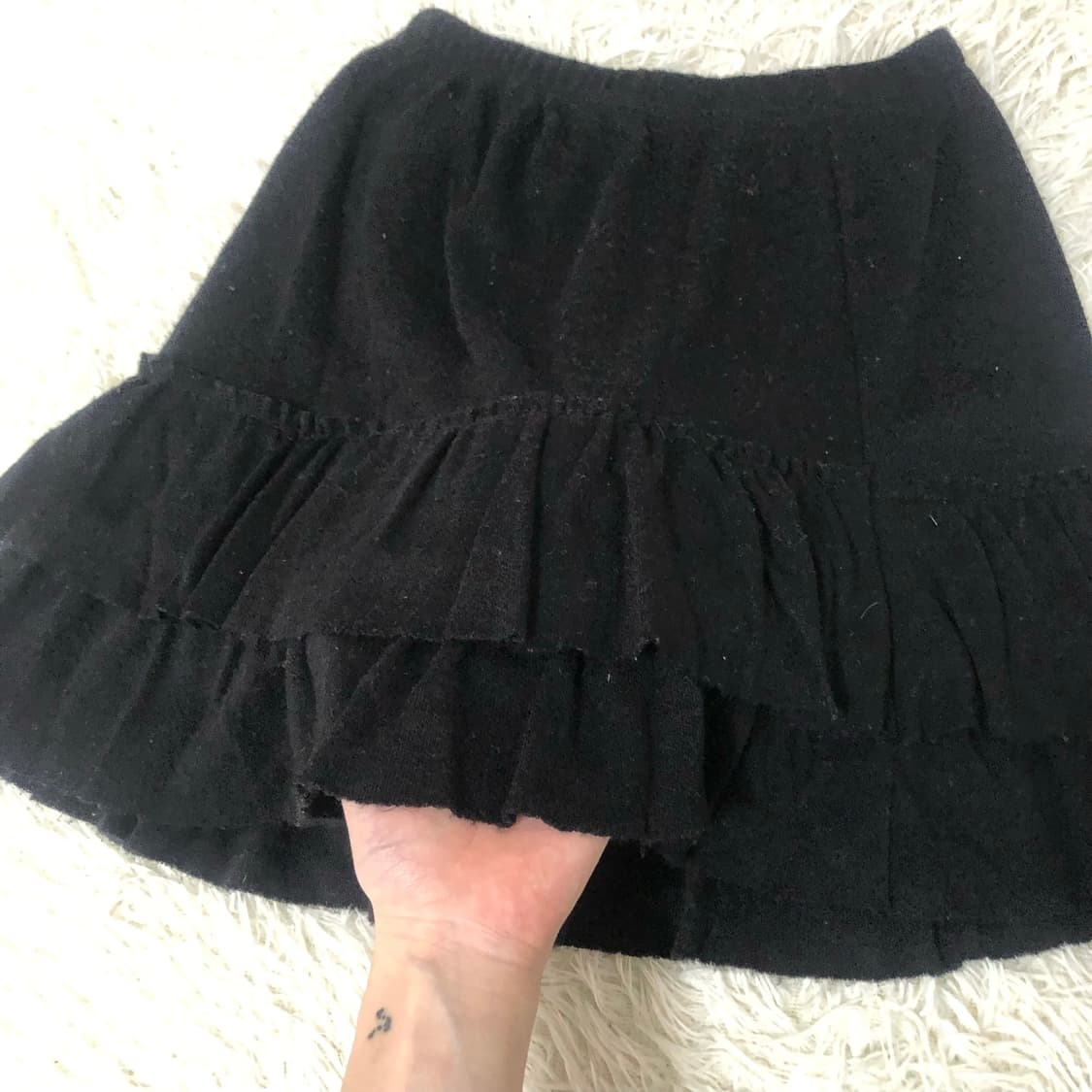 빈티지 니트 프릴 블랙 미니 스커트 상품이미지4