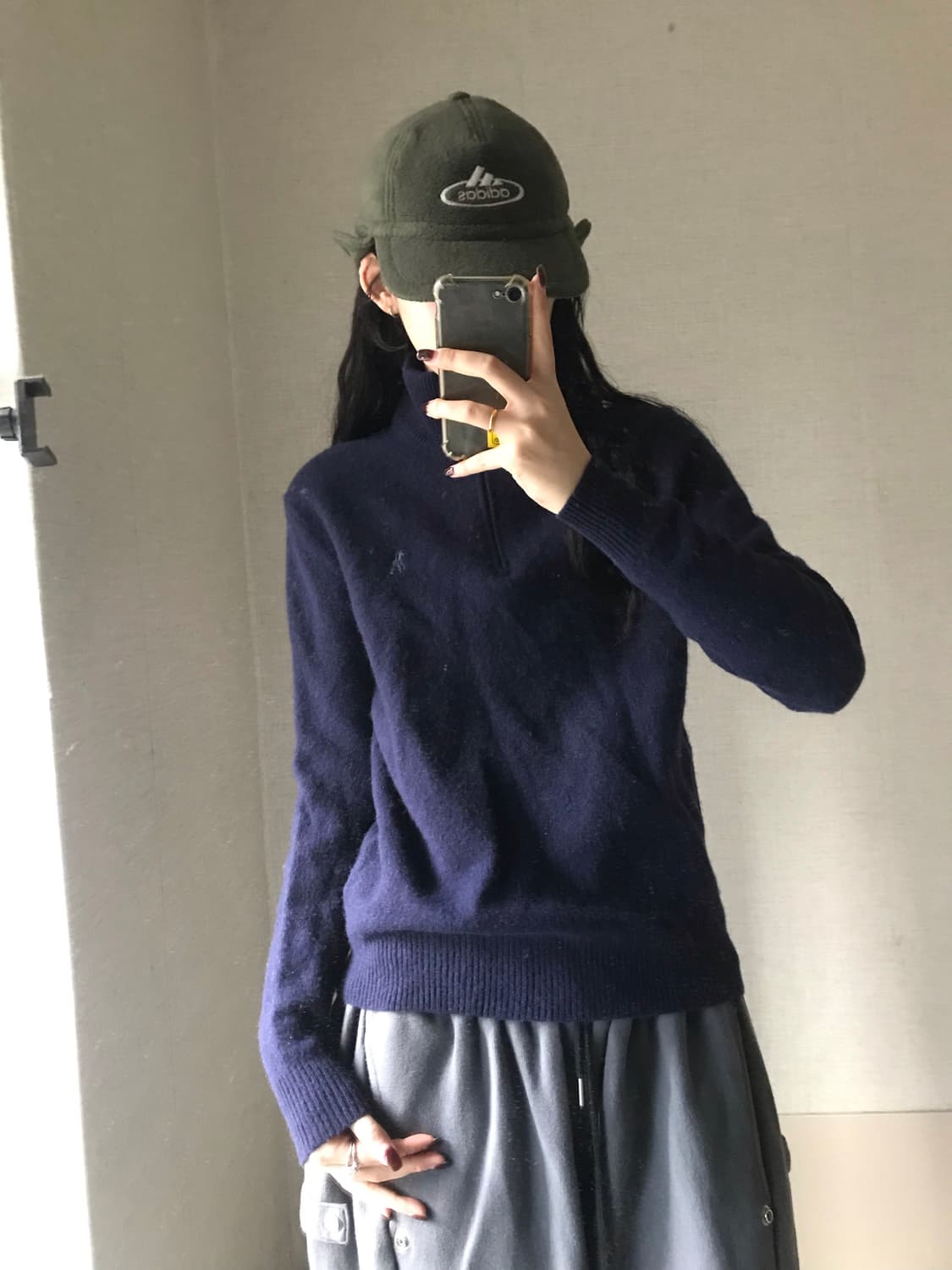 폴로 네이비 니트 반집업 상품이미지1