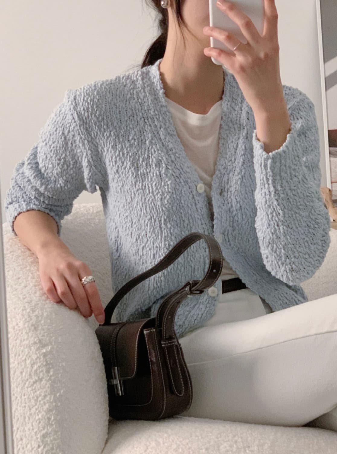 사색 부클 가디건 (baby blue) 상품이미지1