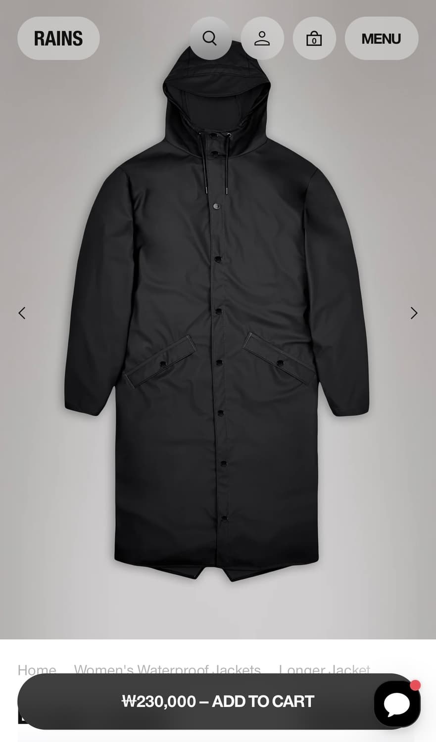 레인스 RAINS 롱 자켓 우비 상품이미지2