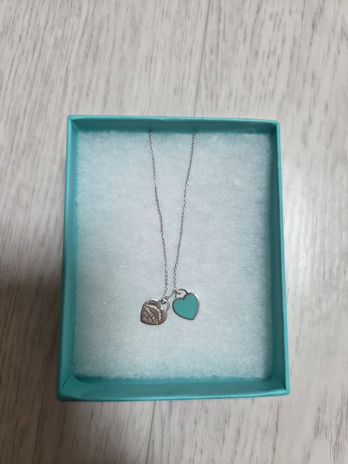 티파니 더블하트 목걸이 민트 상품이미지2
