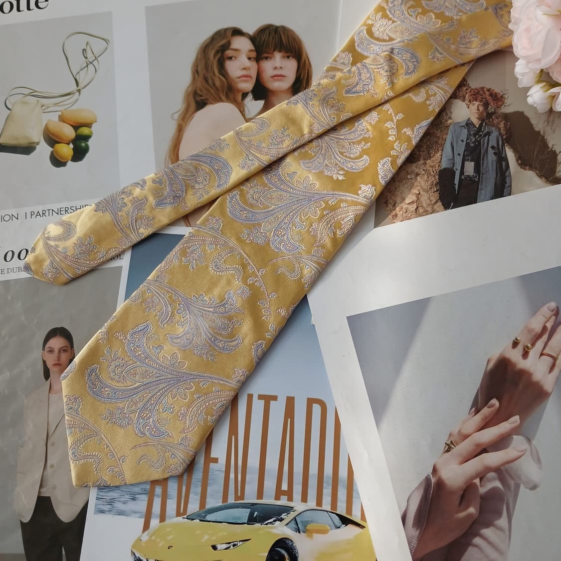 알라라 실크 옐로우 페이즐리 넥타이 9.3cm A+등급 A18905
 상품이미지2