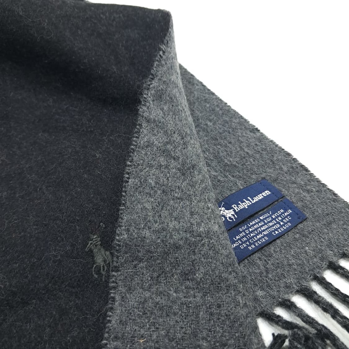 MX215 폴로 랄프로렌 차콜블랙 그레이 램스울 양면 목도리 머플러 상품이미지4