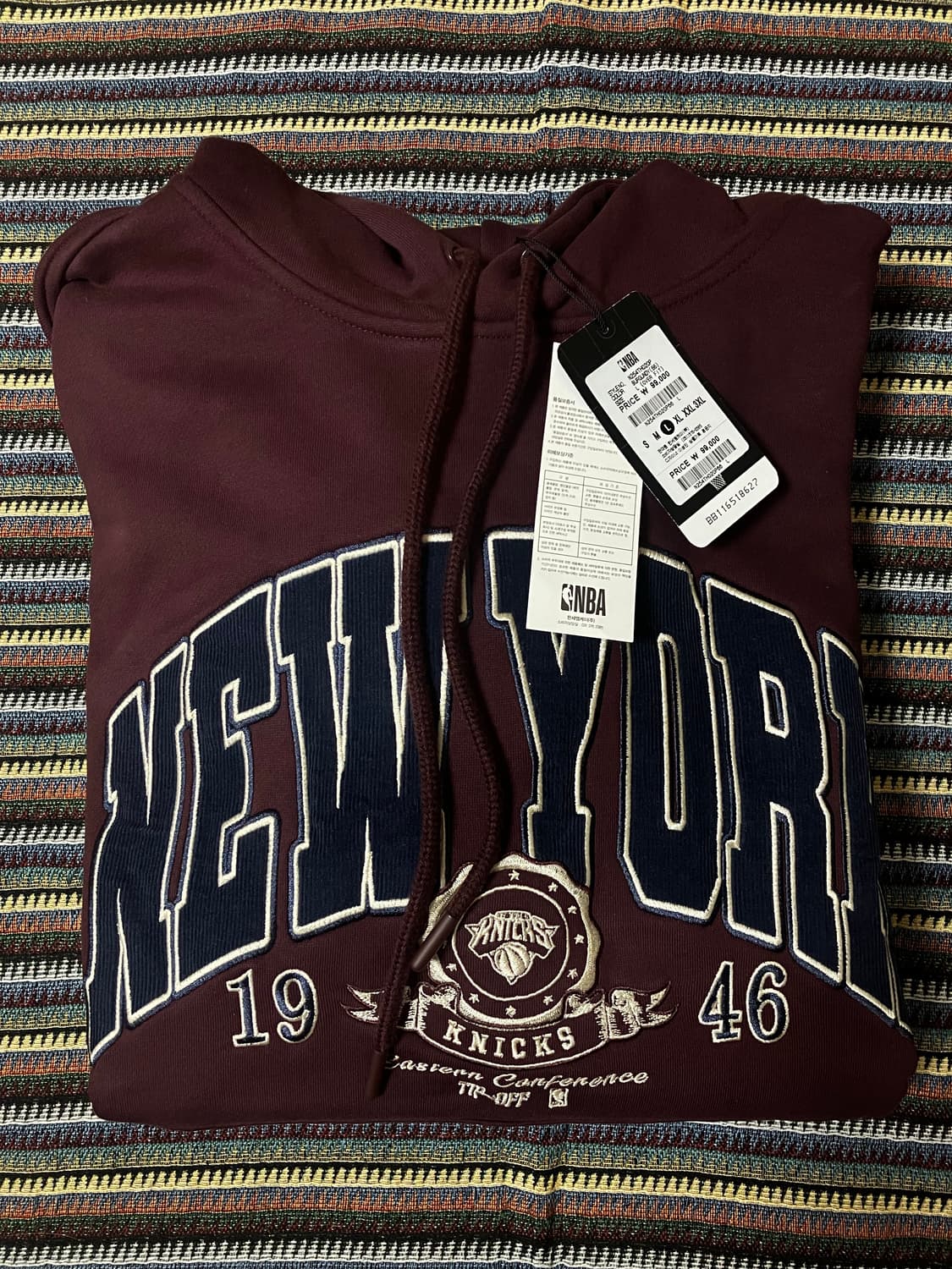 Nba 기모 후드티 버건디 새상품 L 상품이미지1