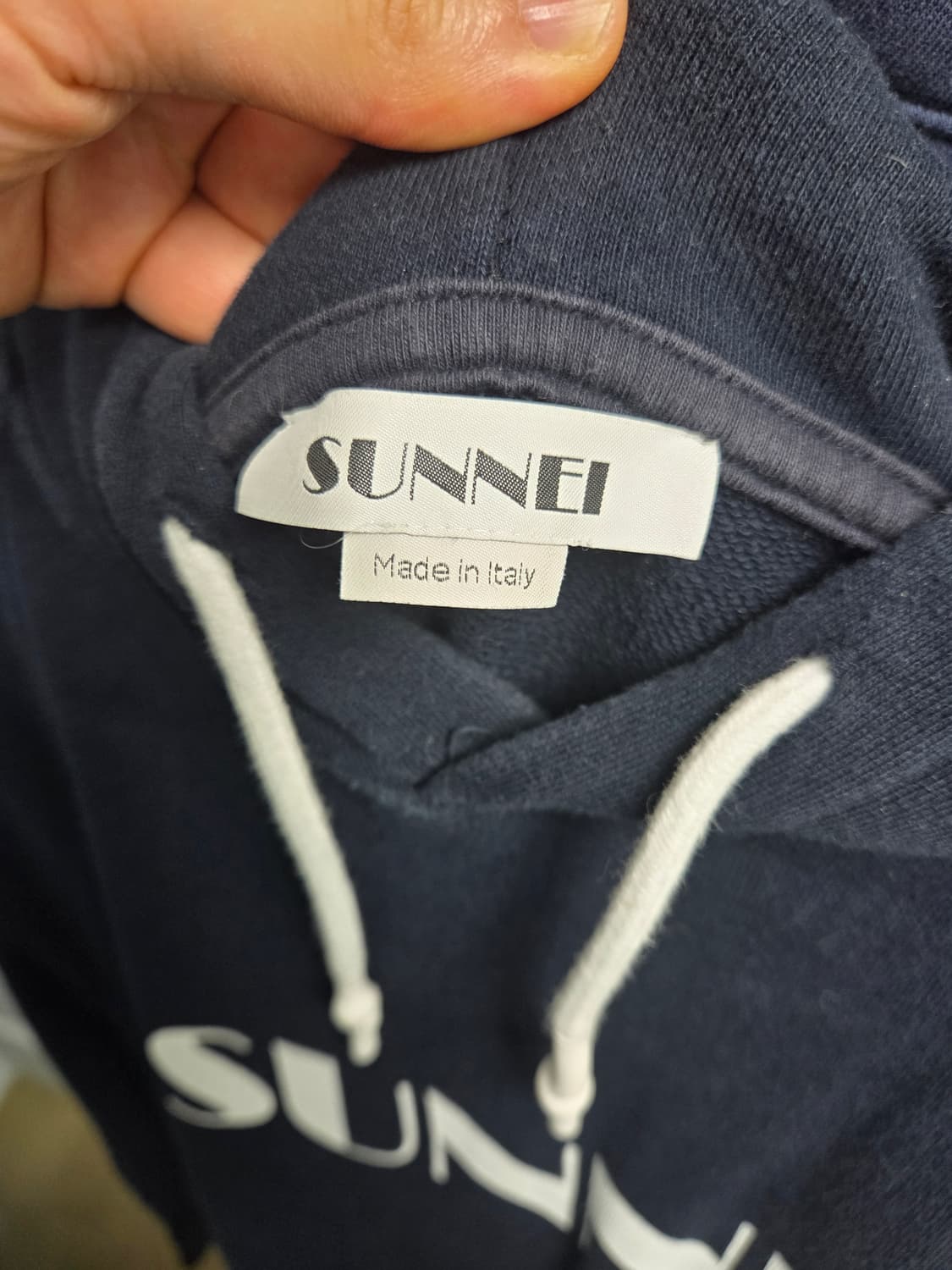 써네이 네이비 로고 후드 L 상품이미지3