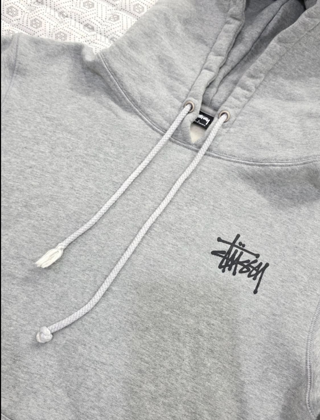 스투시 로고 후드티 L 회색 상품이미지4