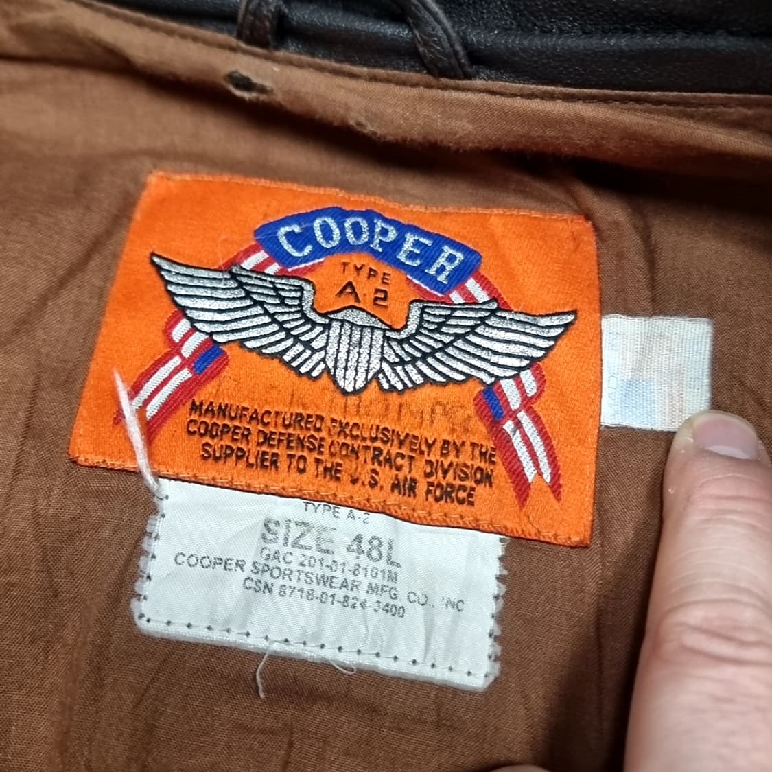미제 usa cooper 쿠퍼 군납a-2 가죽 항공 점퍼(48) 상품이미지4