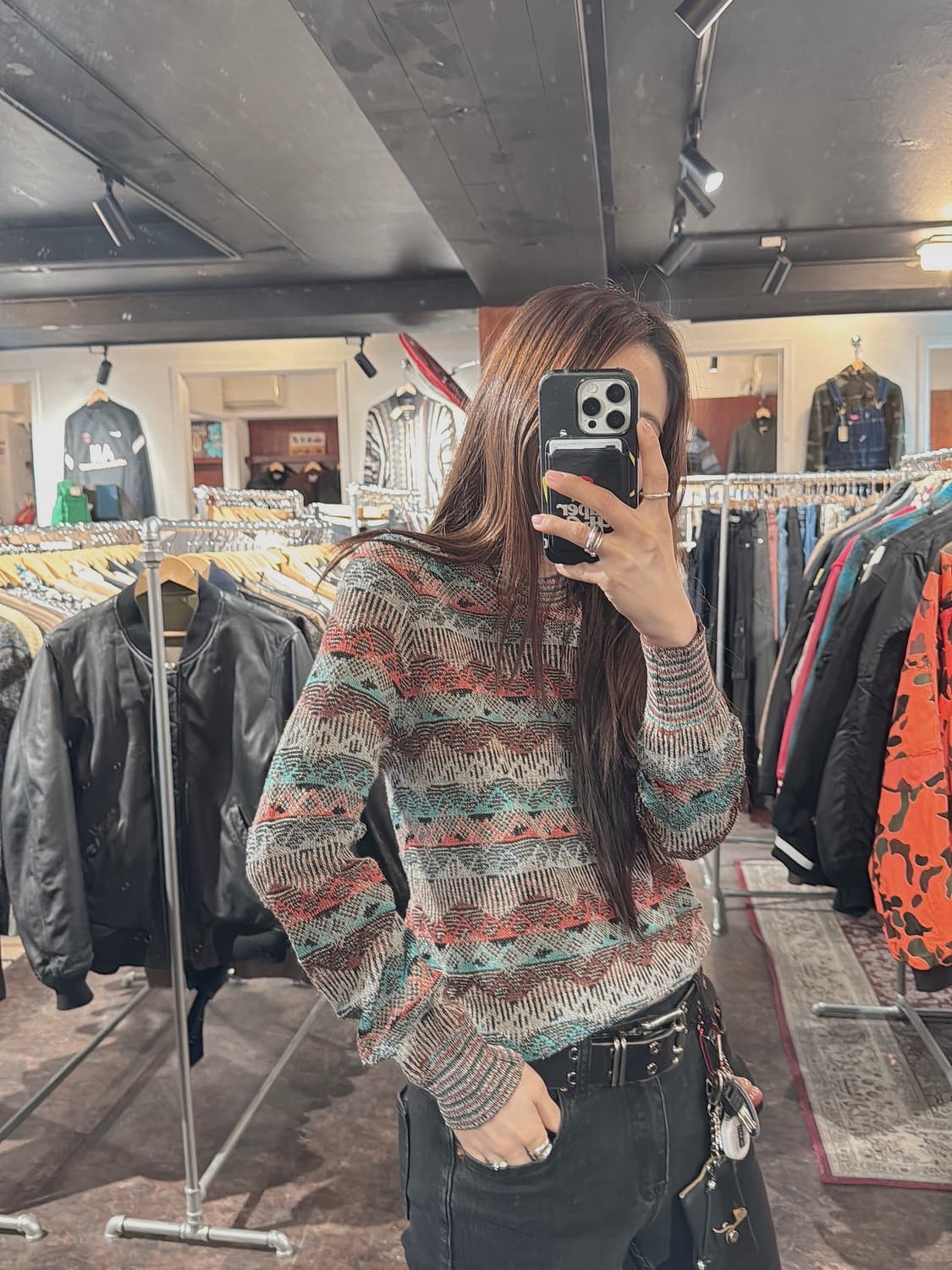 미쏘니 missoni 컬러 배색 보헤미안 패턴 니트 S 상품이미지6