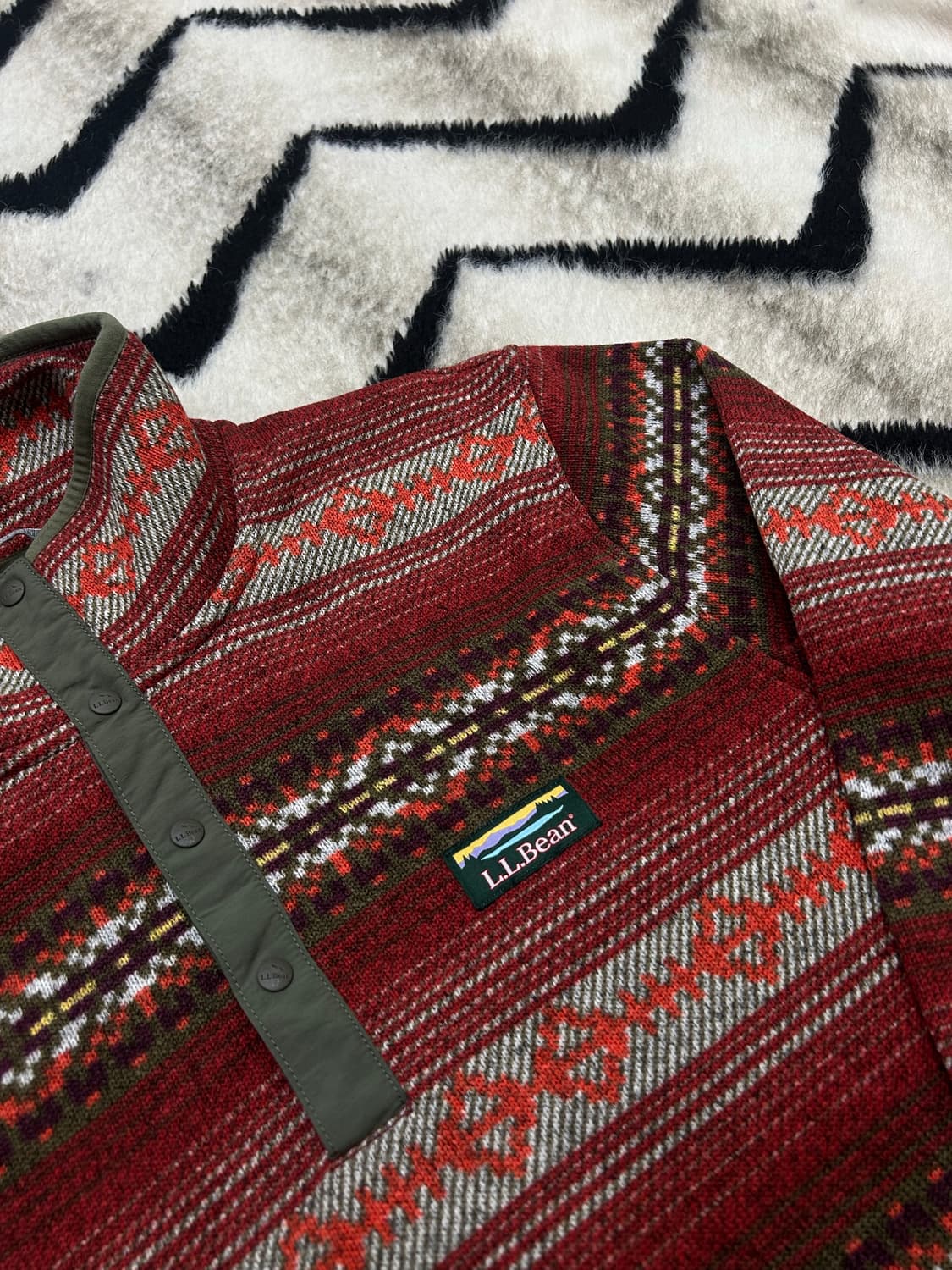 [S]L.L.Bean 플리스 패턴 스냅 풀오버 상품이미지1