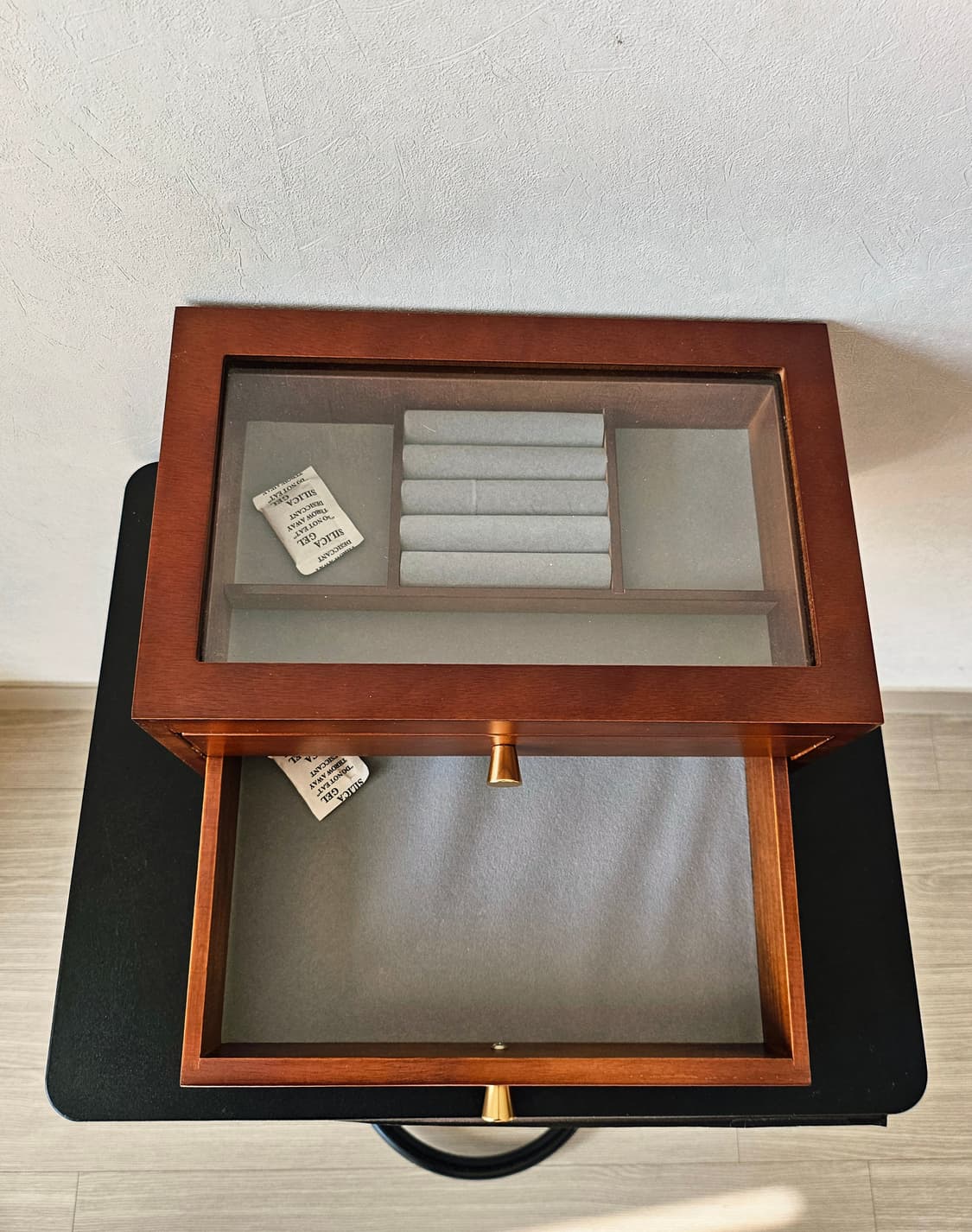 원목 2단 유리 보석함 브라운 (보관만 한 제품) 상품이미지9