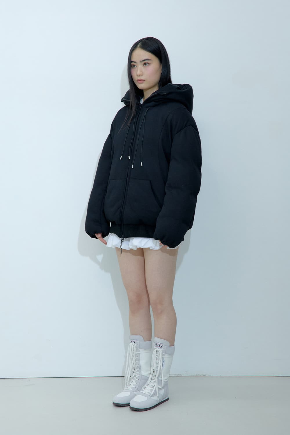 러프넥 후디 푸퍼 다운 패딩 점퍼 상품이미지2