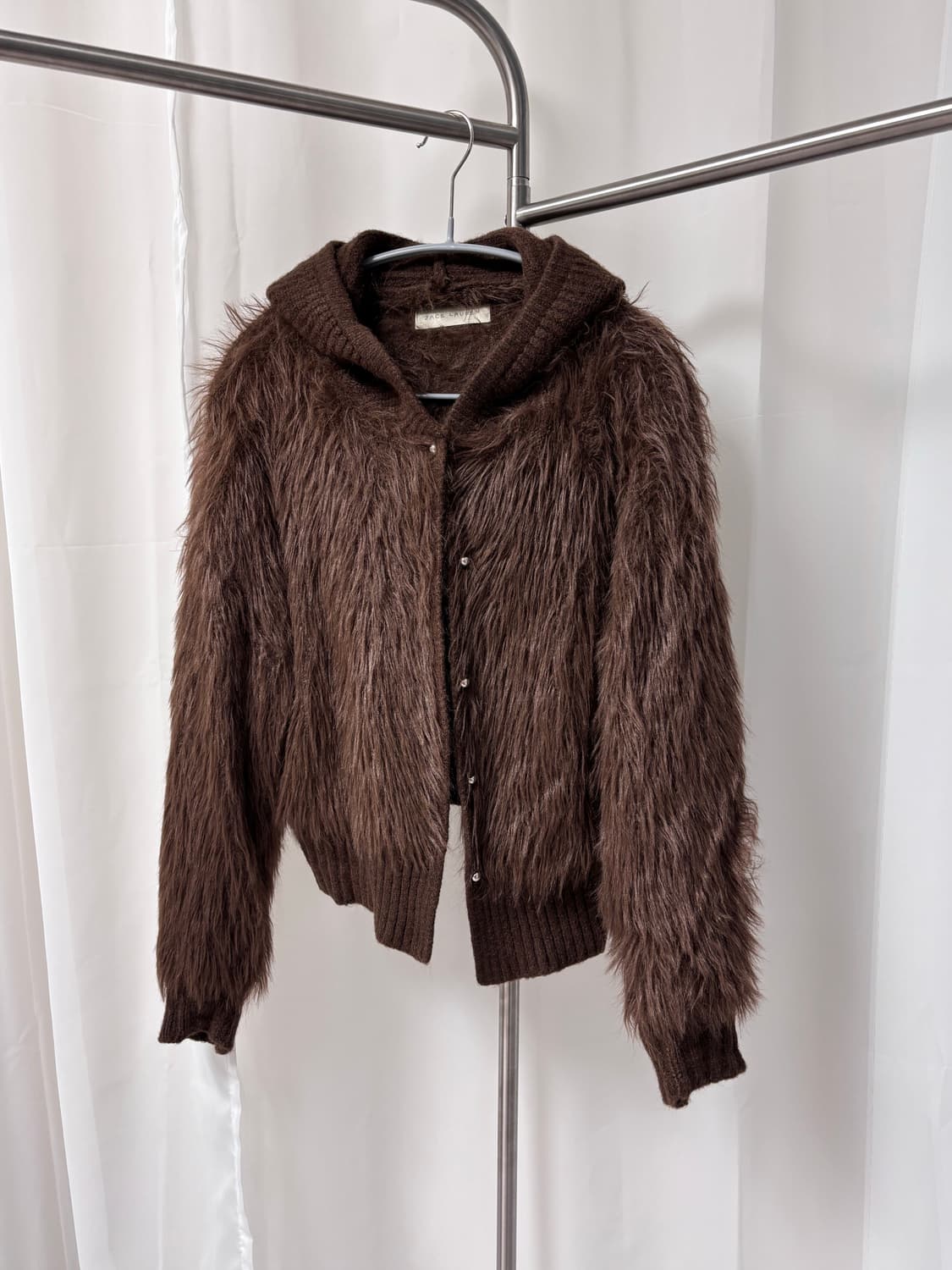 초코 헤어리 페이크 퍼 후디 가디건 상품이미지4