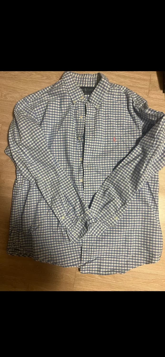 폴로 랄프로렌 블루 깅엄 체크 셔츠 상품이미지1