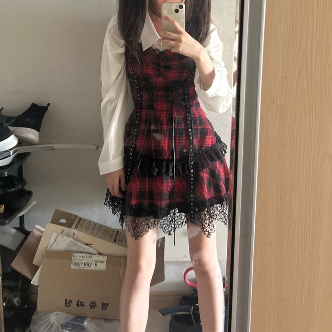빈티지 타탄체크 원피스 상품이미지2