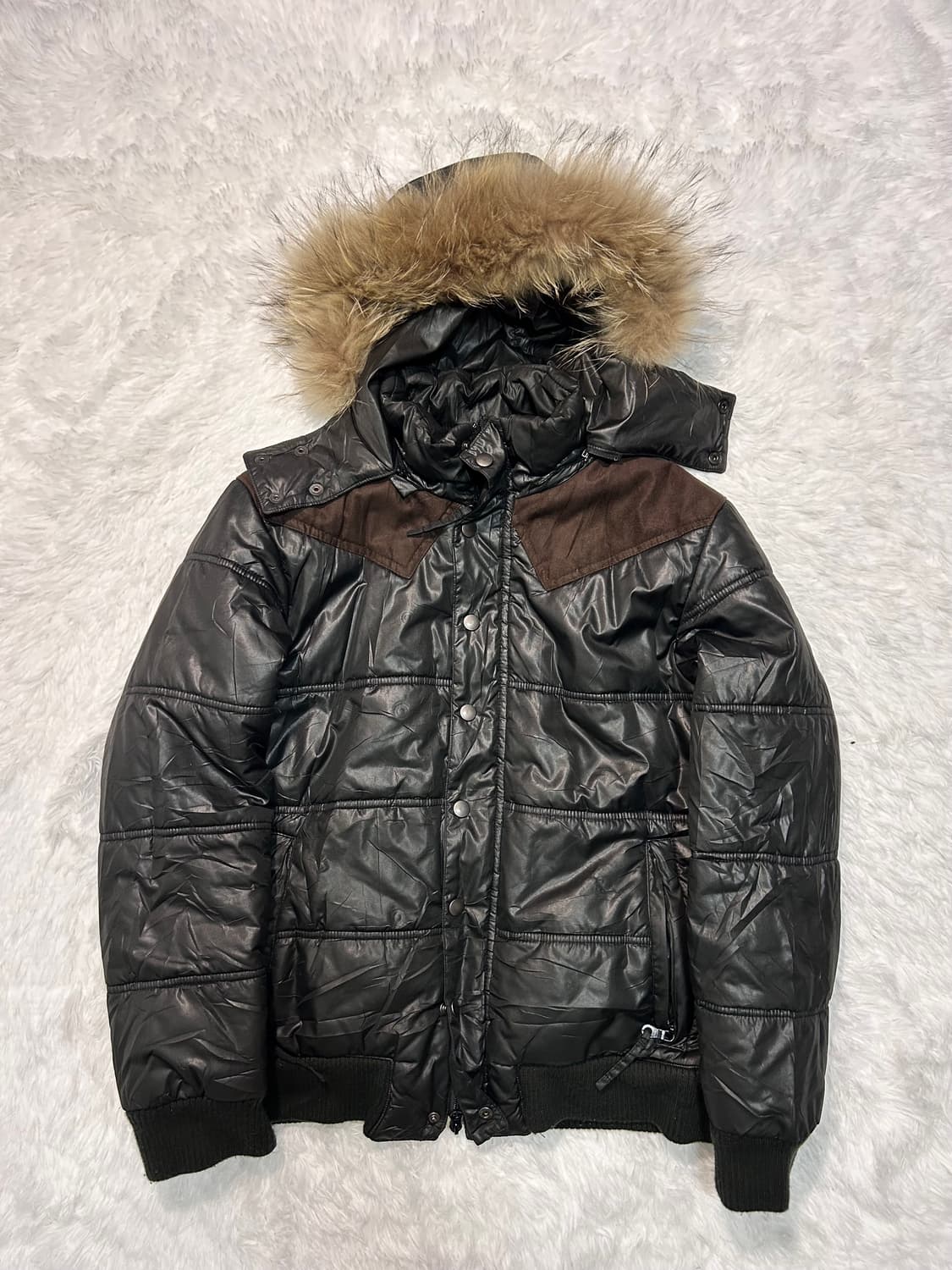 western suade patch hood fur padding 상품이미지1