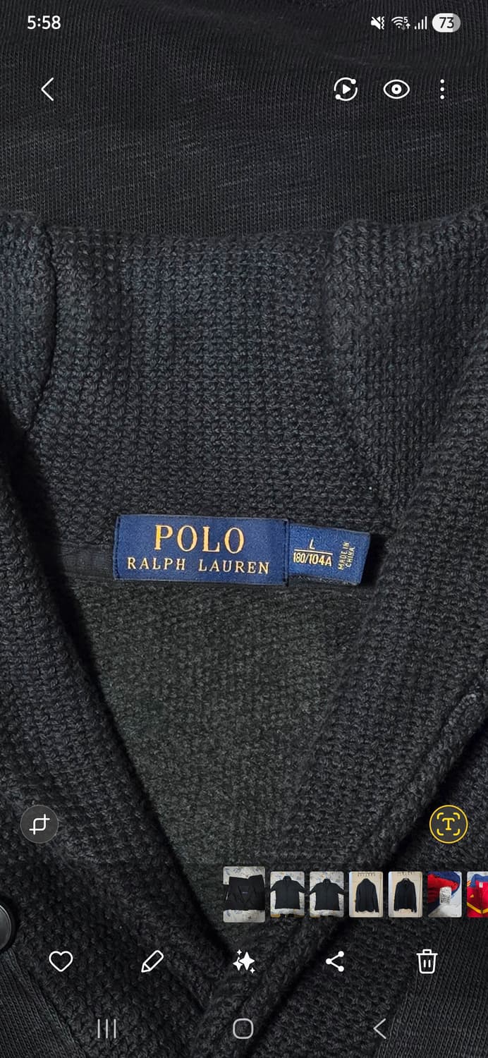 폴로 랄프로렌 숄카라 가디건 블랙 L 상품이미지3
